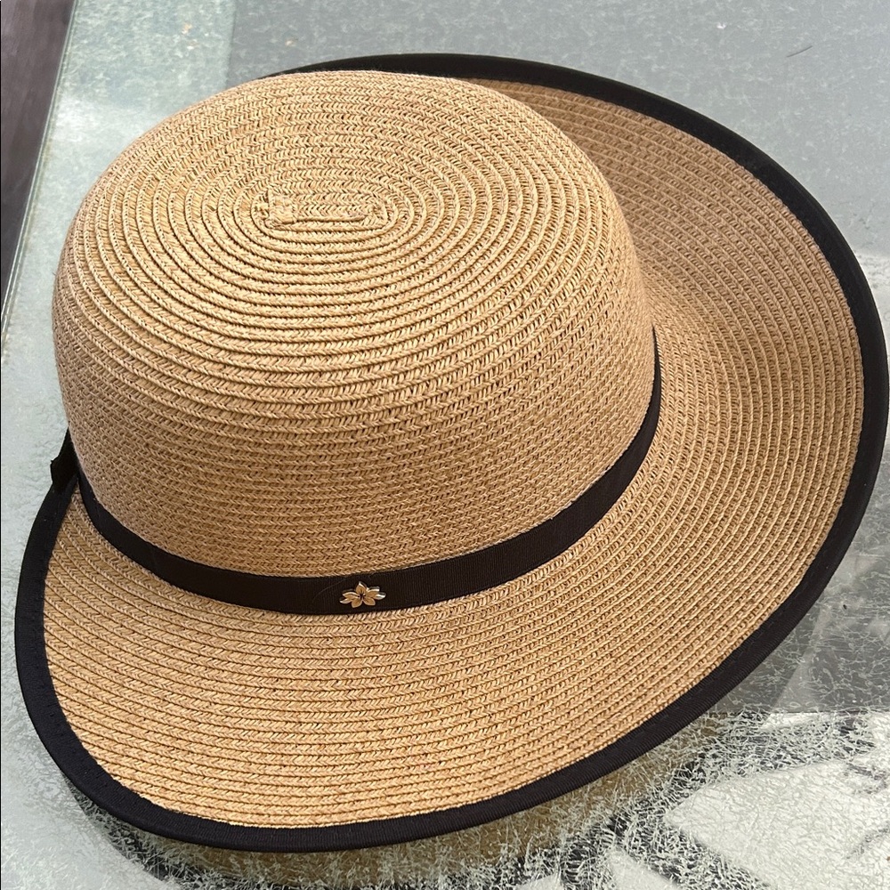 Capelli of New York Beige Hat with Black Trim